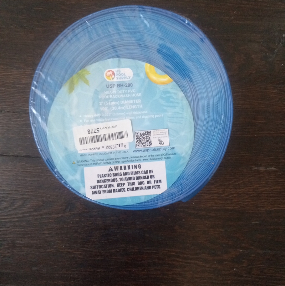 Heavy Duty Blue Swimming Pool Backwash Hose & 51 MM Diameter 100'(30.4M) Length